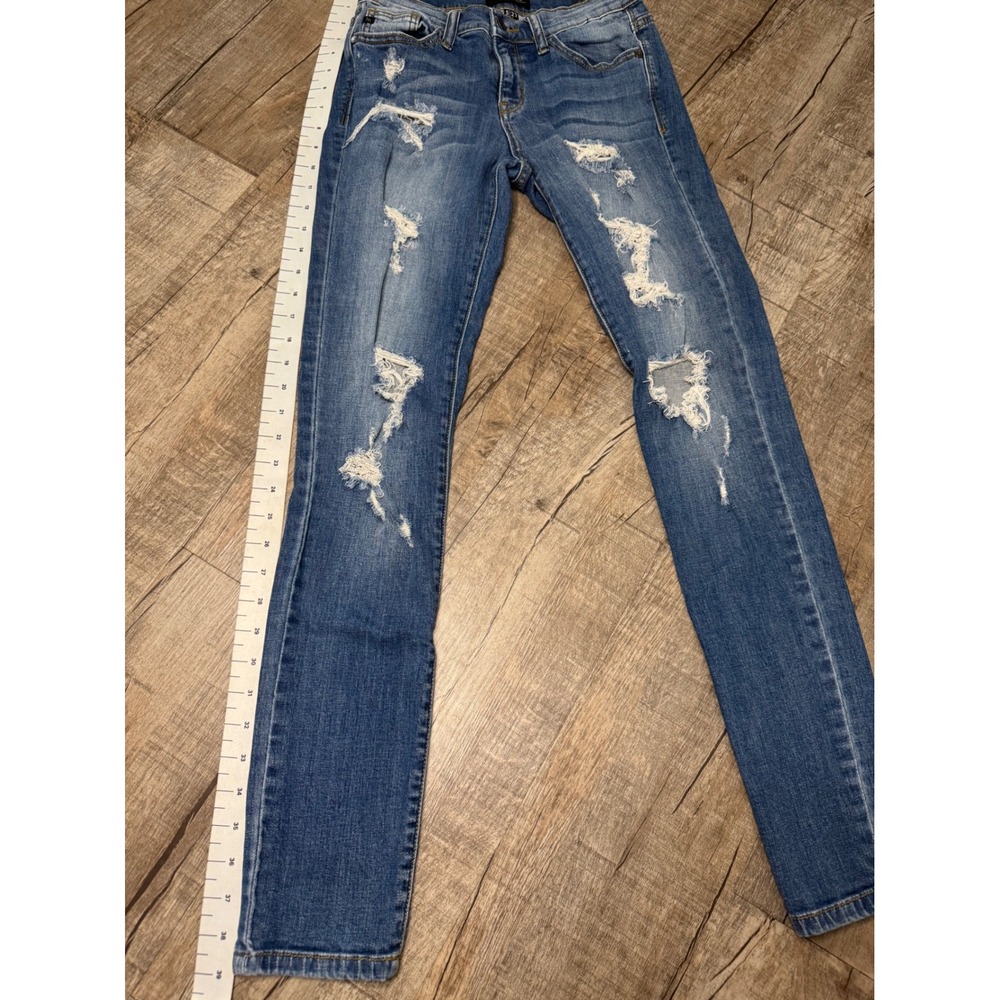 Judy Blue Los Angeles Distressed Skinny Jeans Womens 5 27 Medium Wash Ripped - Picture 3 of 14